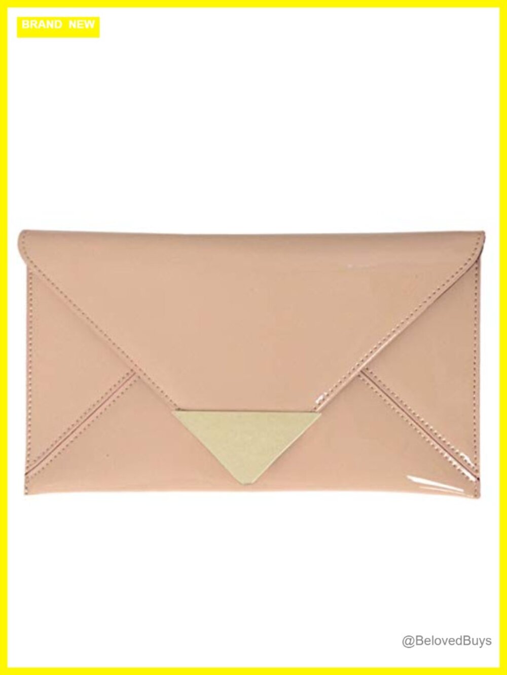 Faux Patent Leather Envelope Clutch with Detachable Chain
